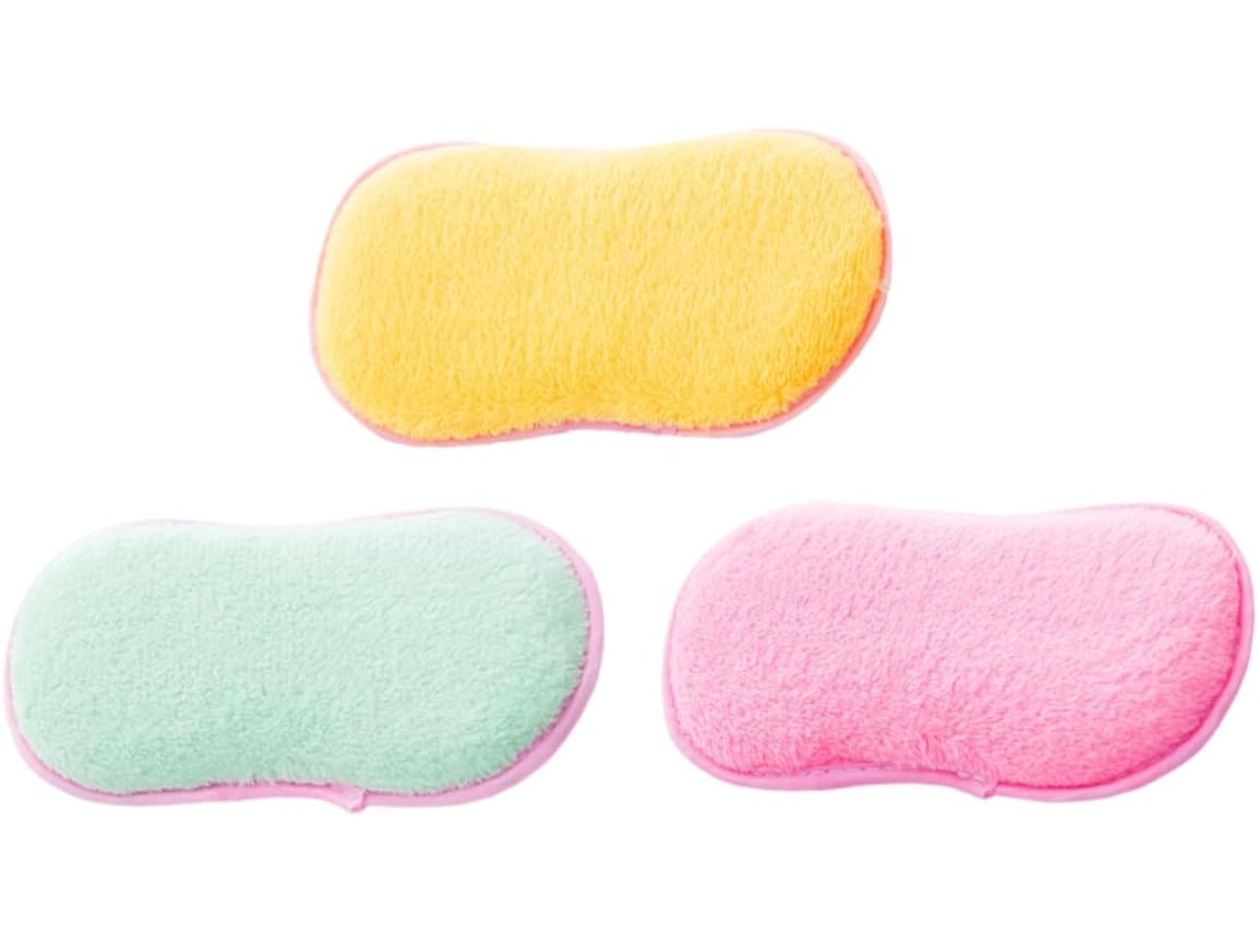 Juego de 3 paños y esponjas de cocina para lavavajillas, prácticos para limpiar platos, amarillo, verde y rosa, Vayotoy