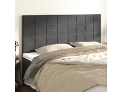 Cabeceros 4 Unidades De Terciopelo Gris Oscuro 90x5x78/88 Cm