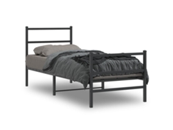 Estructura Cama Sin Colchón Con Estribo Metal Negro 80x200 Cm