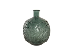 Jarron Cristal Reciclado Hojas Verde 32x32x43cm