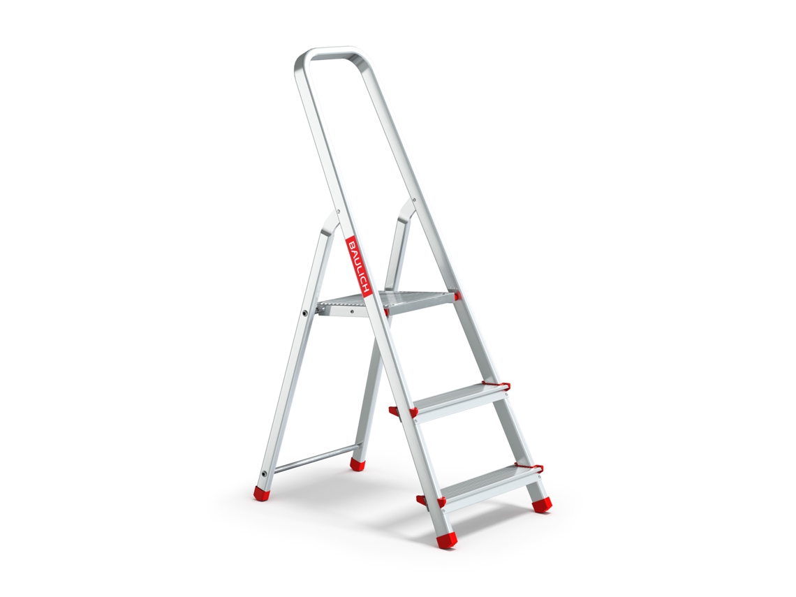 Escalera doméstica de aluminio con 3 peldaños, plegable, capacidad de 125 kg, Baulich