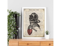 Poster De Escafandra Enamorada.Láminas Vintage Para Posters Con Diseño Vintage Y Definiciones.