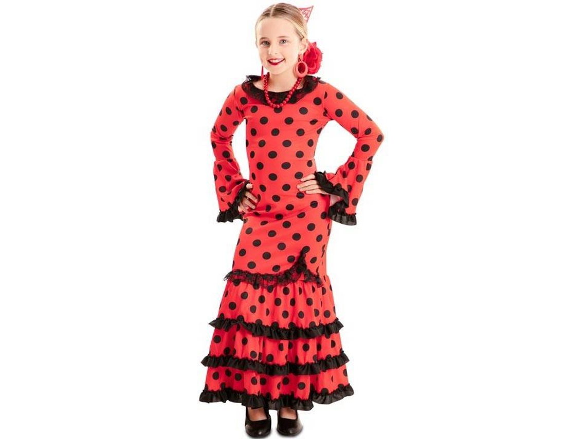 Disfraz de Niña EUROCARNAVALES rojo flamenco (Tam: 3-4 años)
