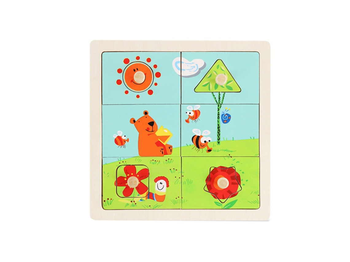 Ats-juguetes De Madera Educatsivos Puzzle Niños Abejas Divertidas Figuras Cartoonescas Regalos Para Niños