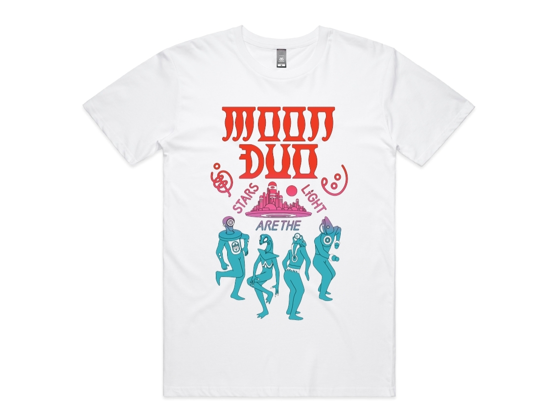 Moon Duo Stars Are The Light White T-shirt Rockinstone Unisex Adults Best Sellers Size:xl