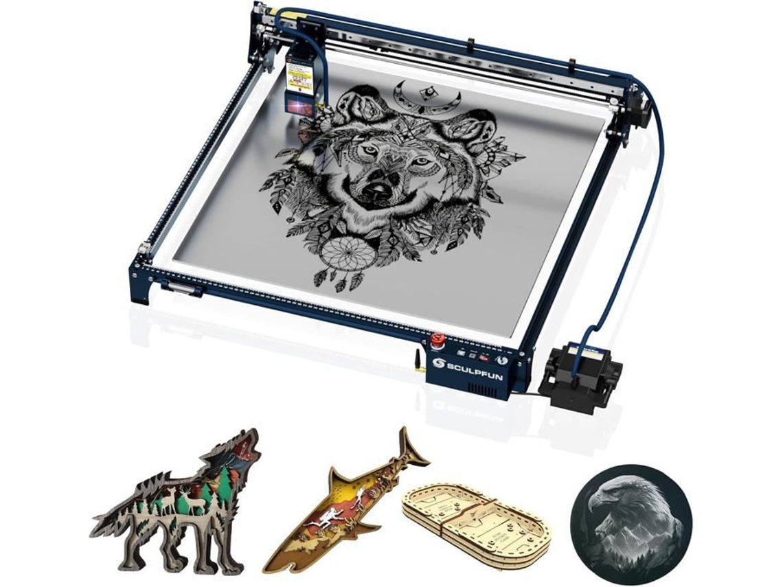 SCULPFUN S30 Ultra 22W Máquina de grabado láser funciona 600X600 Mm con asistencia automática Motor paso a paso mejorado de 42 bits