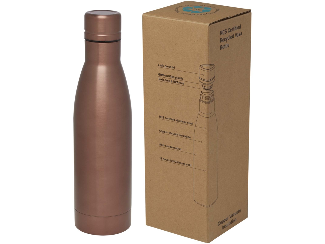 Bidón Con Aislamiento Al Vacío De 500 Ml De Cobre De Acero Inoxidable Reciclado Con Certificación Rcs "vasa"