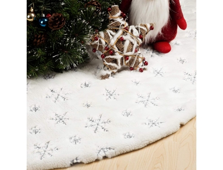 Falda de Árbol de Navidad ZMDECQNA Falda Pulgadas Tapete Dorado Árbol Piel Sintética Blanco