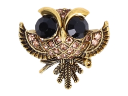 Broche Retro De Búho Con Diamantes De Imitación, Ojos Grandes, Para Fiestas, Bodas, Días Festivos, Oro Antiguo.