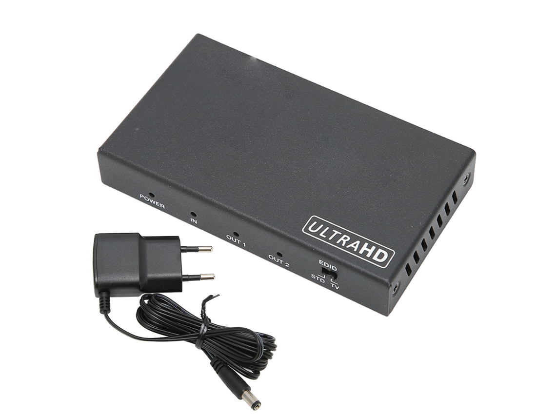 Divisor De Interfaz Multimedia Hd, 1 Entrada, 2 Salidas, 4kx2k, 60 Hz, 18 Gbps, Adaptador De Enchufe Europeo.