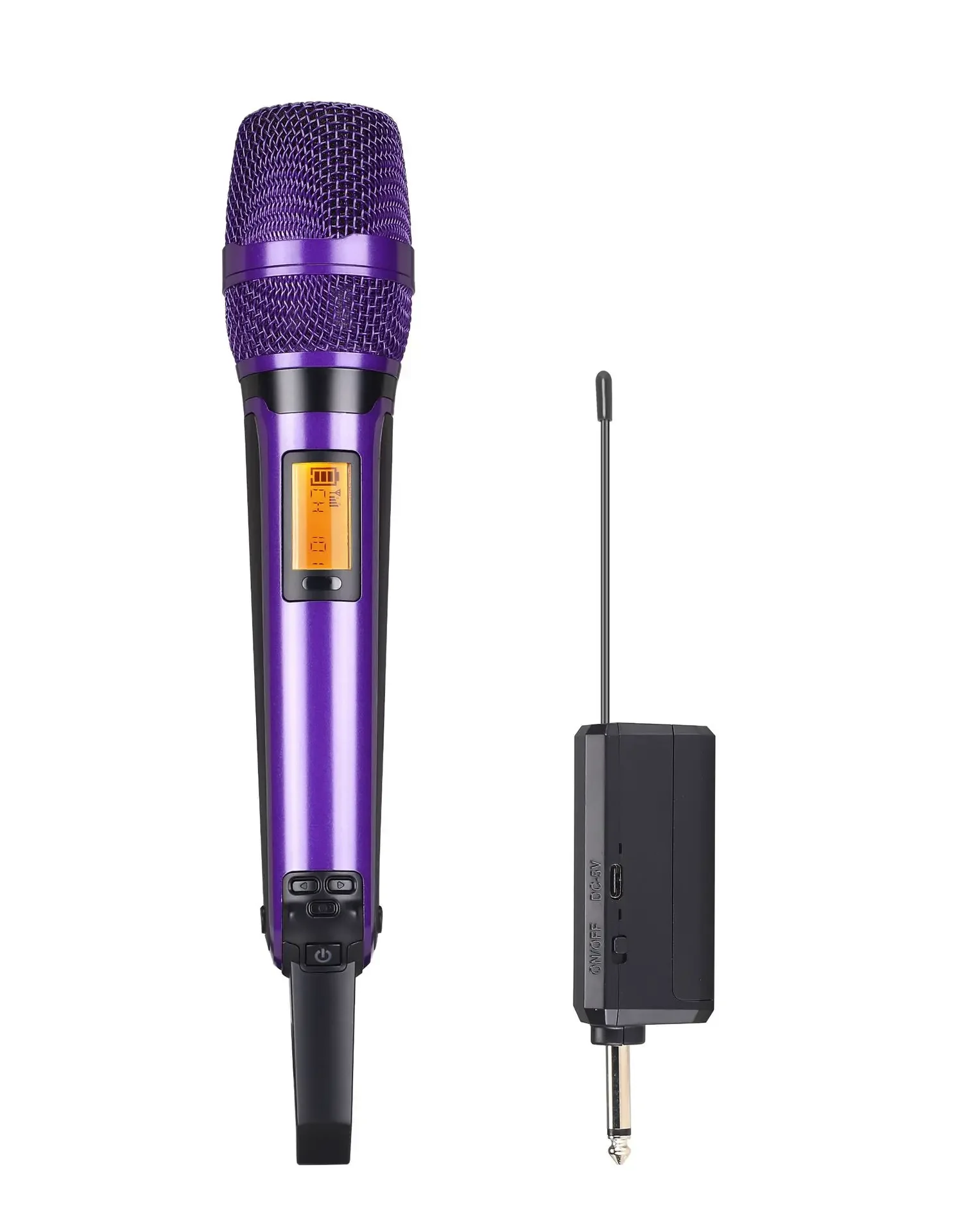 Micrófono inalámbrico UHF profesional MDUG, micrófono metálico (morado)
