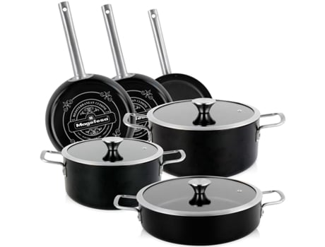 Batería Cocina de 6 Piezas Inducción Antiadherente MAGEFESA Ares (Acero Vitrificado - Negro)