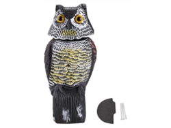 Espantapájaros con forma de búho, cabeza giratoria y sonido para jardín.