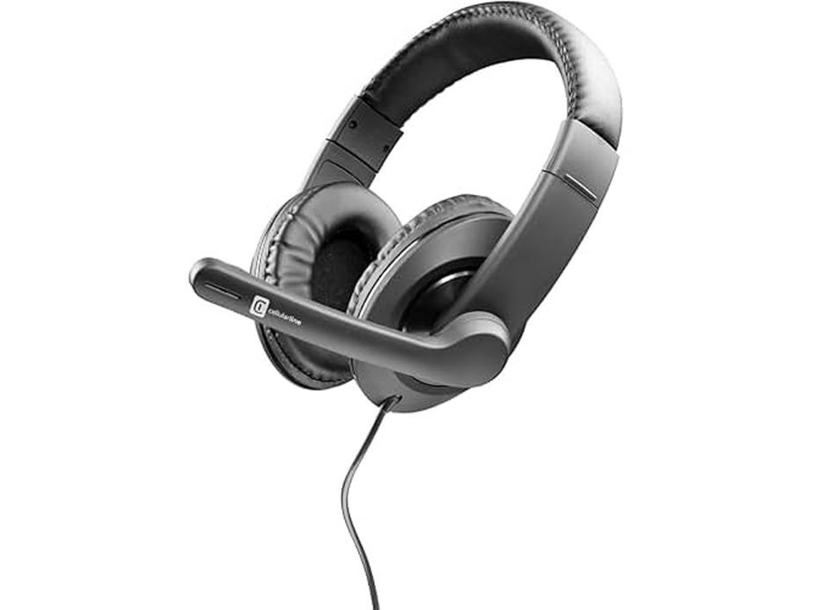 Headbjoink Auriculares con Cable Negro Trabajo Inteligente y Aprendizaje Remoto CELLULARLINE