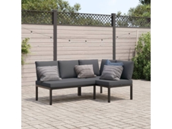 Conjunto de sofá de jardín de 2 piezas con cojines de aluminio negro de Dkd Home Decor