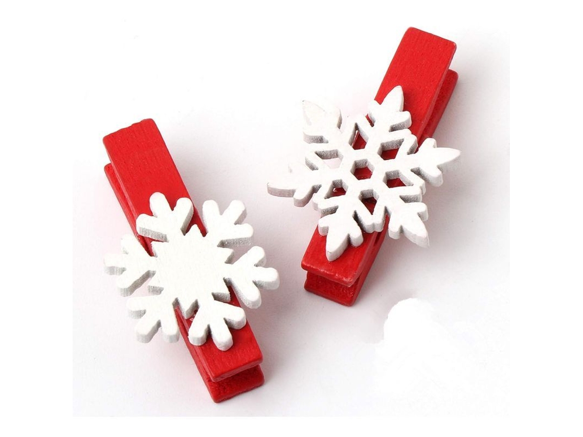 Pinzas De Madera Navideñas Con Diseño De Copo De Nieve Mini Para Tarjetas Fotos Manualidades 50 Unidades 3.5cm