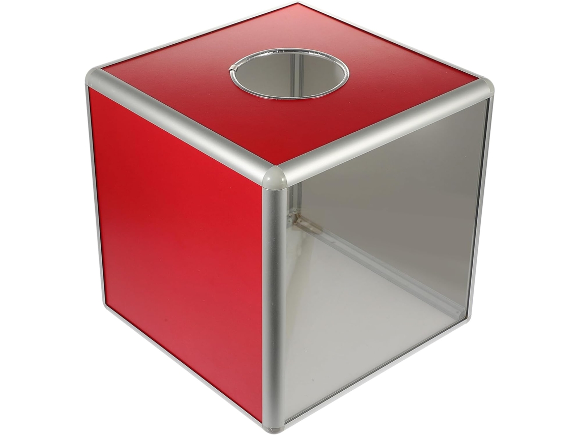 Caja de rifas de aluminio transparente - Accesorio multiusos para donaciones, sorteos y recaudación de fondos - Duradera