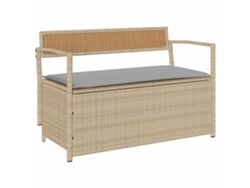 Maison Exclusive - Banco De Jardín Con Cojín, Color Beige, Poliratán