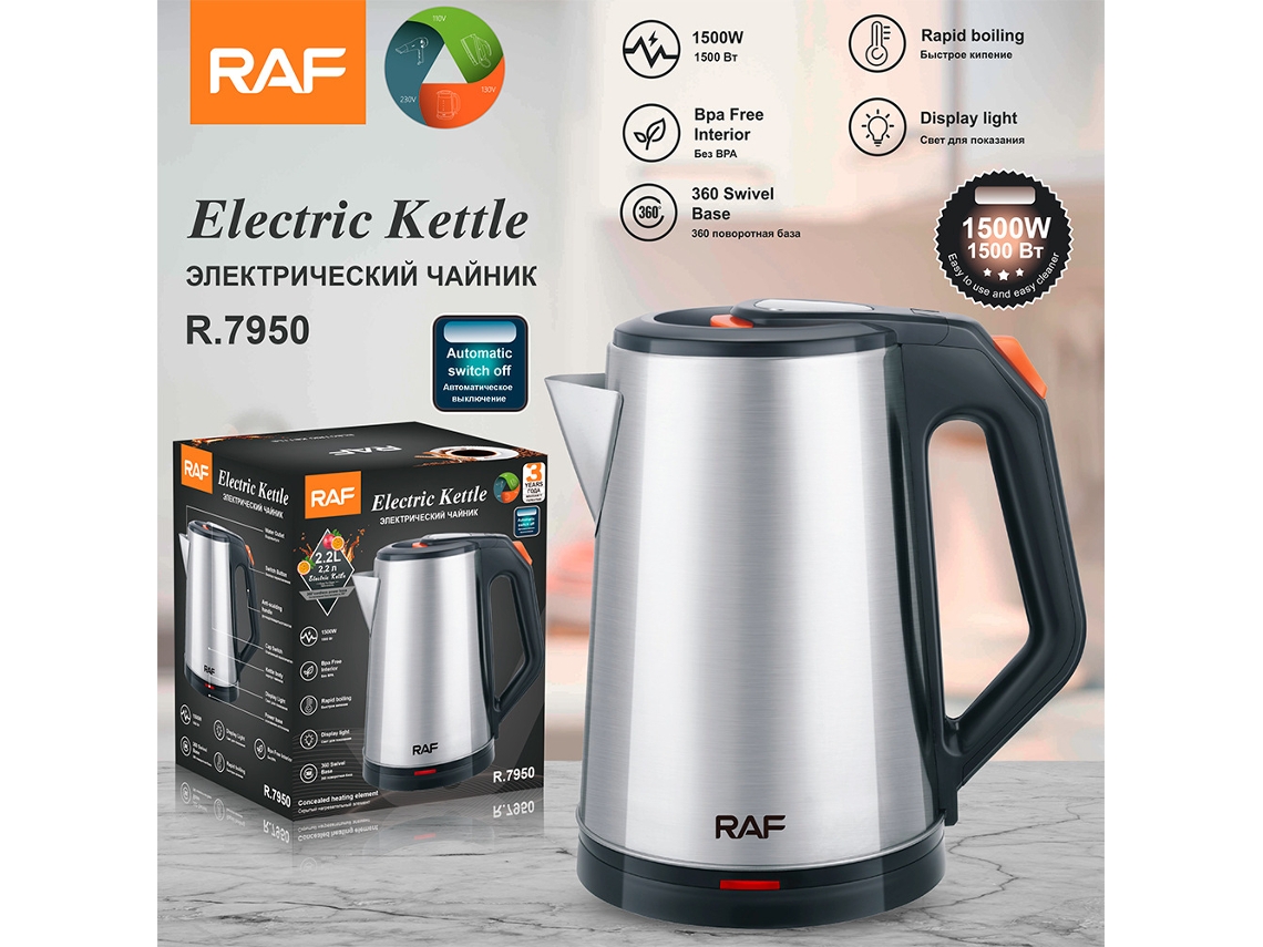 Hervidor eléctrico de acero inoxidable estilo europeo, 2,2 L, con apagado automático. Mdug