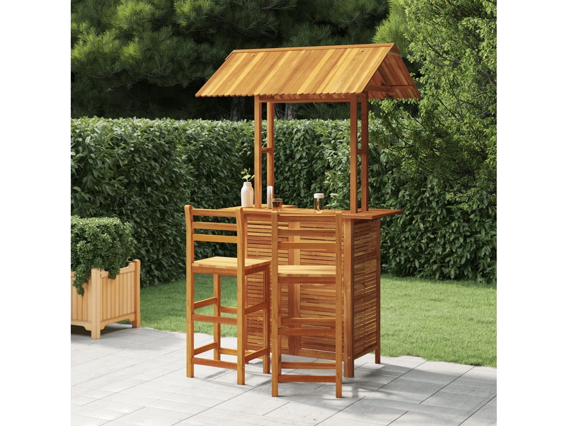 Juego de 2 barras de jardín de madera maciza de acacia, DKD Home Decor