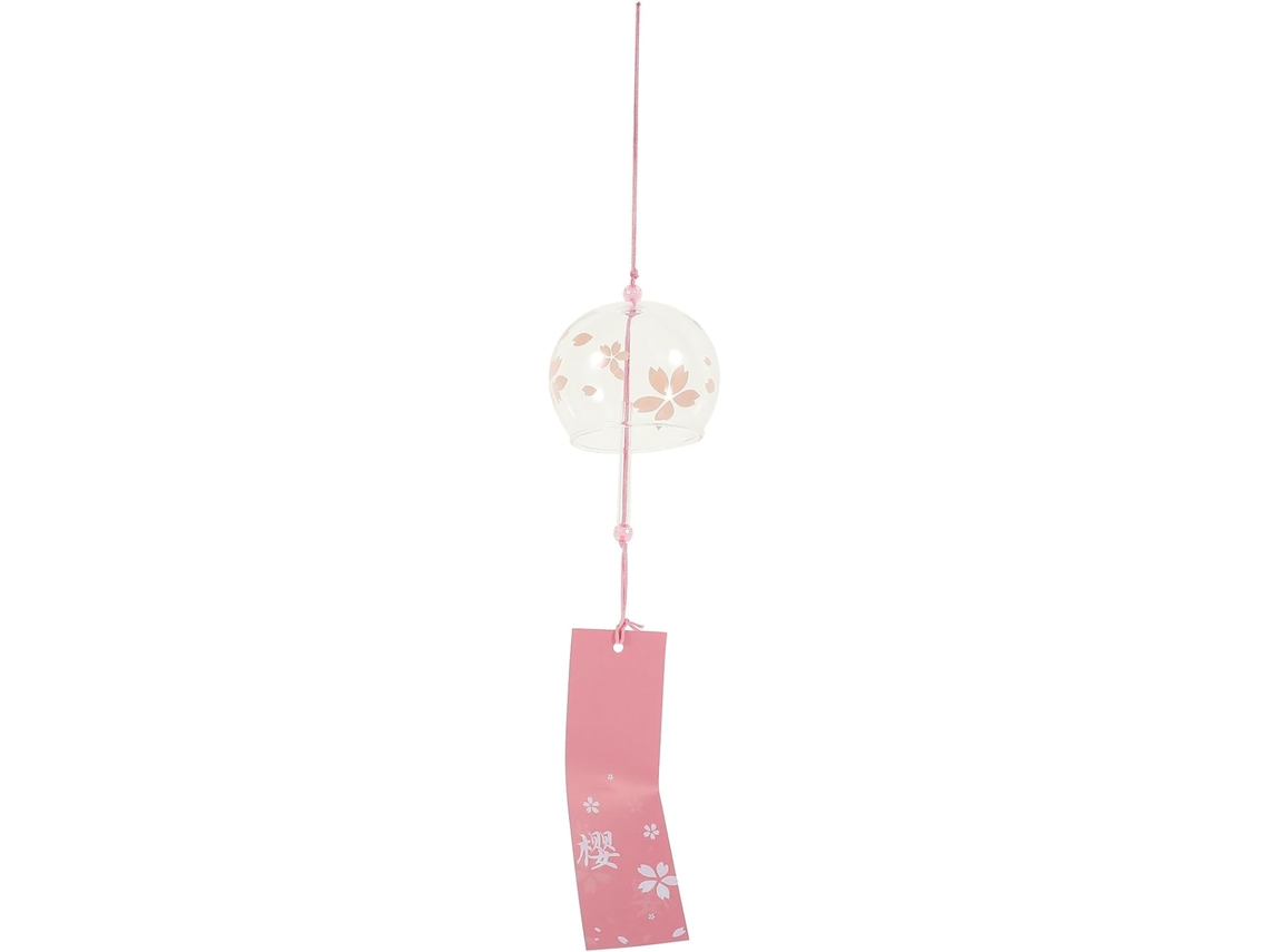 Campana de viento japonesa de cristal - Rosa - Para uso exterior, para colgar en un balcón