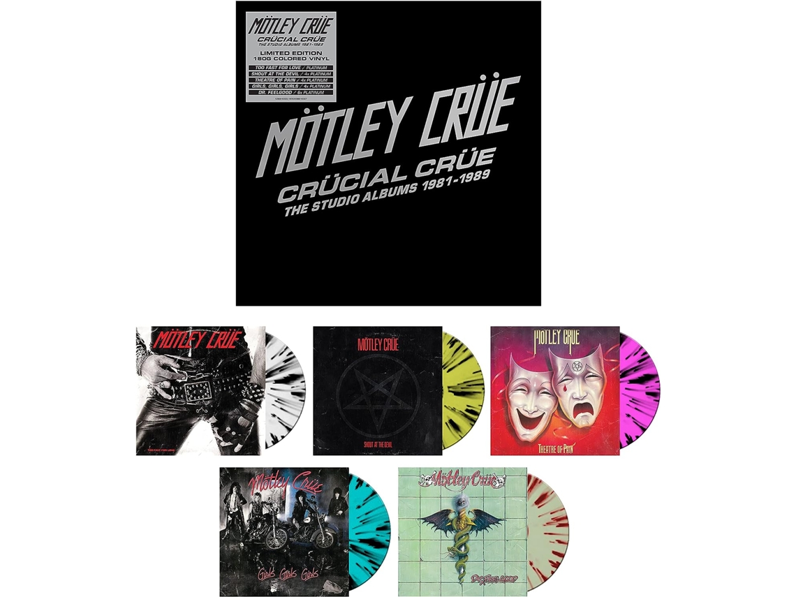 Mötley Crüe Crücial Crüe The Studio Albums 1981-1989 5Lp 180 gramos Caja de vinilo en color Edición limitada BMG