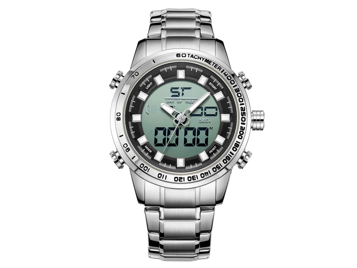 Reloj De Pulsera Analógico De Aleación Para Hombre Con Esfera Redonda Blanca Y Negra.