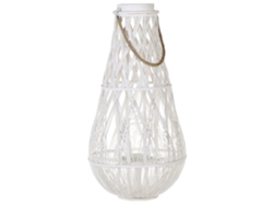 Linterna alta de madera natural BELIANI Tonga de Madera de bambú Blanco 39x39x77