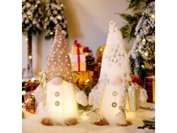 Decoración Navideña: Muñeco De Enano Sin Rostro Con Barba Larga, Gorro De Peluche Con Lámpara, Regalo.
