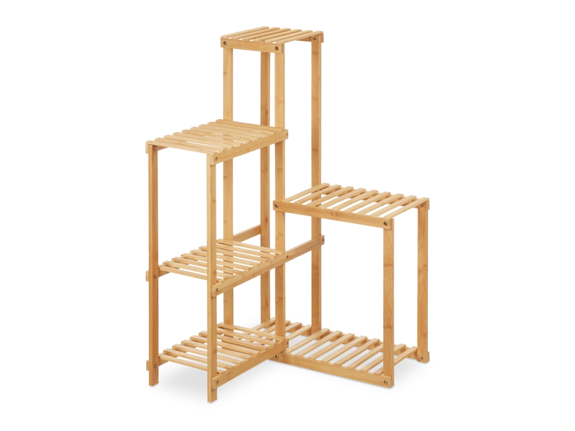 Relaxdays Estantería Plantas Interior Bambú, Soporte Macetas 6 Baldas, Portamacetas Esquinero, 101x62x62 Cm, Natural