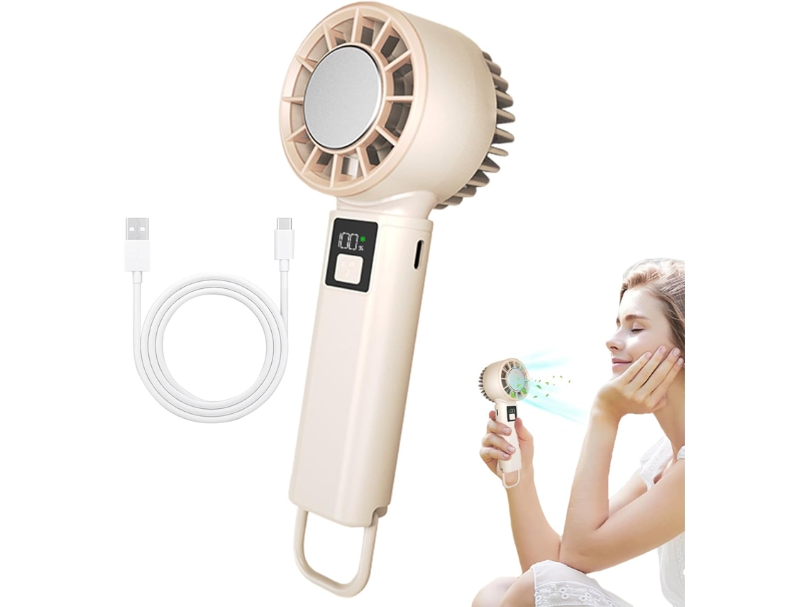 Ventilador De Bolsillo Compacto Para Viajes Con 5 Velocidades Ajustables Y Batería De 2000 Mah.