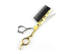 Tijeras de peluquería profesionales con peine, tijeras de corte de cabello duraderas, tijeras para dar forma con orificio dorado largo