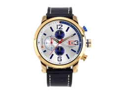 Reloj De Pulsera Hombre Con Movimiento De Cuarzo Y Correa De Cuero, Resistente Al Agua, Dorado