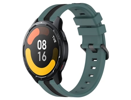 Correa de reloj inteligente para Xiaomi MI Watch S1 Active Correa de reloj de silicona vertical de dos colores de 22 mm (verde + negro)