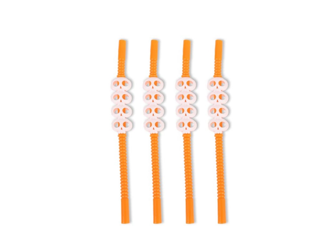 Pack de 4 Pajitas Calavera naranja