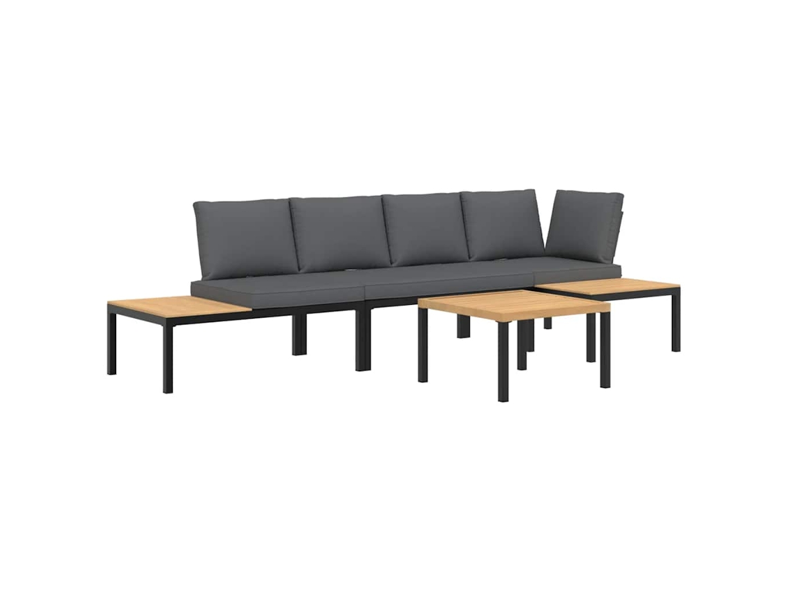 Maison Exclusive - Set De Sofás De Jardín Con Cojines 4 Piezas Aluminio Negro