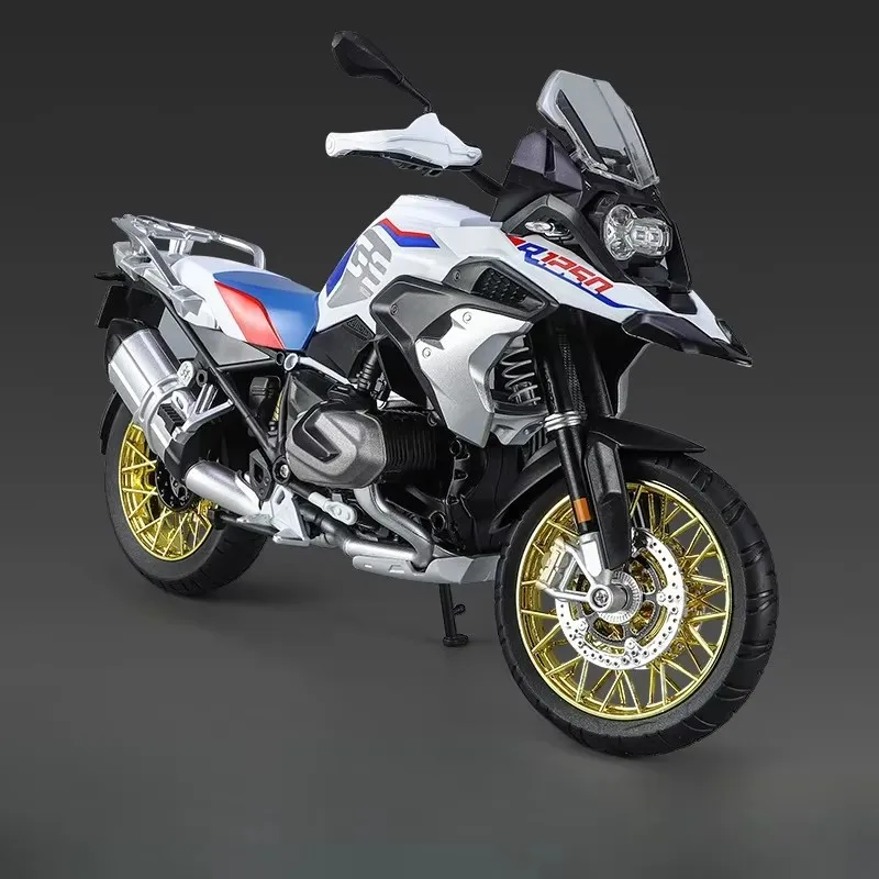 (r1250 Gs Blanco) Motocicleta miniatura a escala 1:9 con iluminación asombrosa.