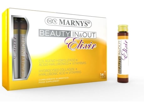 Marnys Beauty In&out elixir con hidrolizado para piel cabello y uñas 14 viales suplemento alimenticio de belleza out