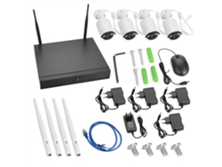 Sistema de seguridad con cámara de visión nocturna infrarroja de 4 canales y 1080p