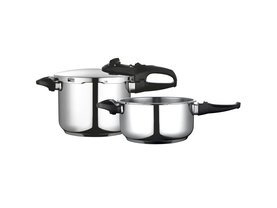 Olla A Presión 6 + 4 Litros, Inducción, Express Super Rápida, Acero Inox. 18/10, Todas Cocinas Fagor Duo 6/4 Plata