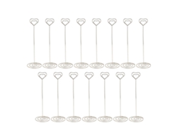15pcs Portavasos De Mesa Corazón 22cm Portarretratos De Alambre Hierro Para Boda Memos Plata