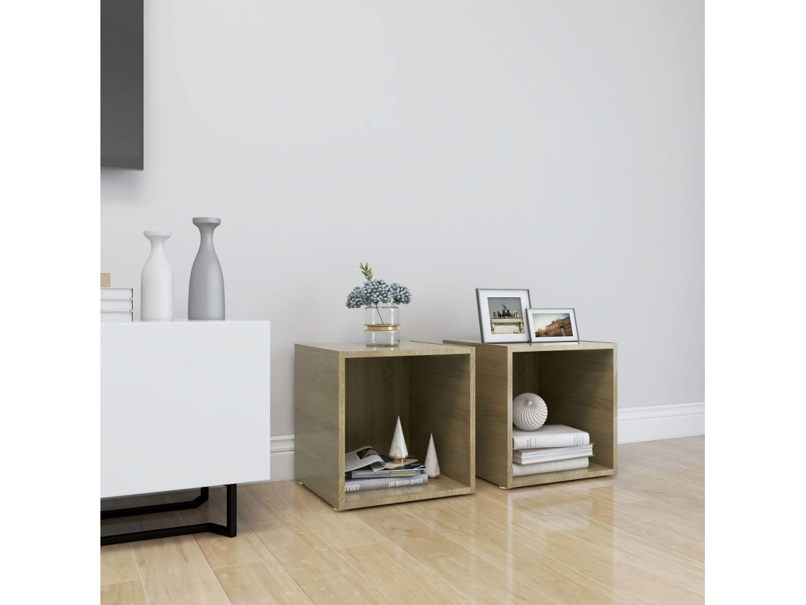 Estantería/Muebles de TV 2 Pzs 37X35X37 Cm Contrachapado Roble Sonoma