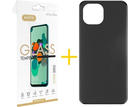 Kit Funda + Protector de Pantalla Apple iPhone 13 ACCETEL Liso 1 Negro