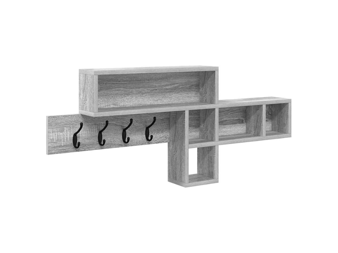 Maison Exclusive - Perchero De Pared Con Estante Gris Sonoma 100 X 12 X 43,5 Cm