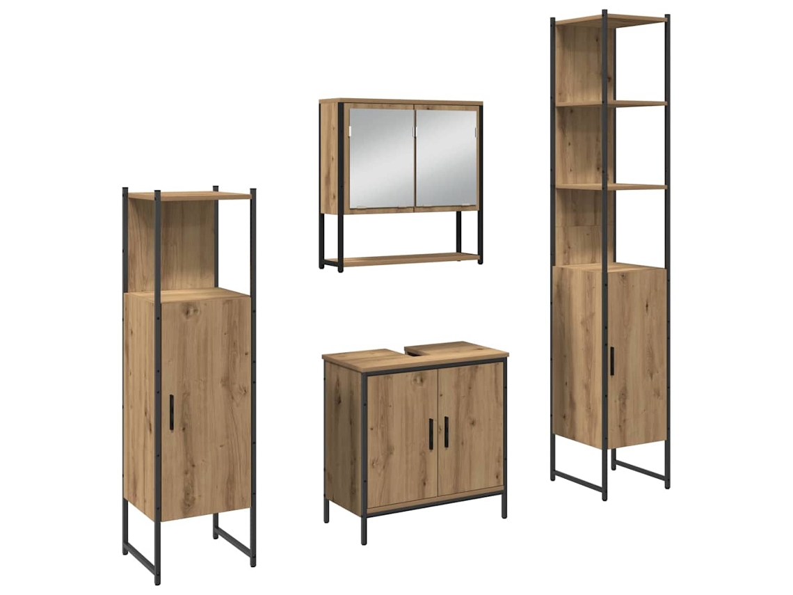 MAISON EXCLUSIVE Conjunto de muebles de baño con estante, 4 piezas, marrón