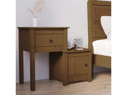 Mesa de Cabeceira LOVELY HOME Mesinha 79,5X38X65,5 Cm Pinho Maciço Castanho Mel