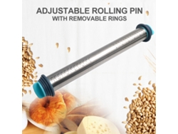 Rodillo Ajustable Con Anillos Extraíbles Y Escala De Acero Inoxidable Para Galletas, Pasteles Y Pasta.