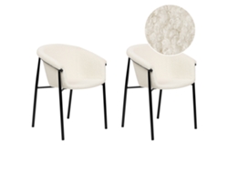 Conjunto de 2 cadeiras de refeição com assento fundo BELIANI Ames de Bouclé Branco 59x56x80