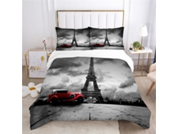 Juego Ropa Cama Estampado Funda Nórdica Almohada Diseño Juego Color 240x260 Cm