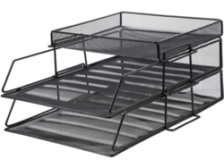 Estantería De Archivo Multicapa De Metal Pintado De Negro De 3 Niveles, Organizador De Archivos Desmontable